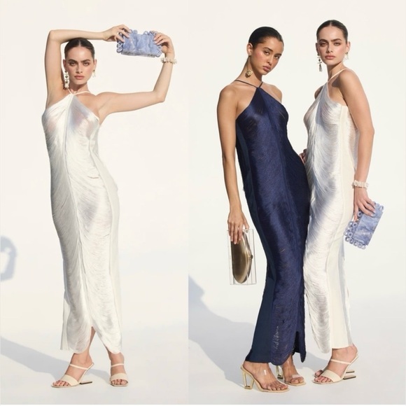 NWOT Cult Gaia Renata Draped Fringe Halter Gown Off White Bridal Wedding Size M - Picture 9 of 9